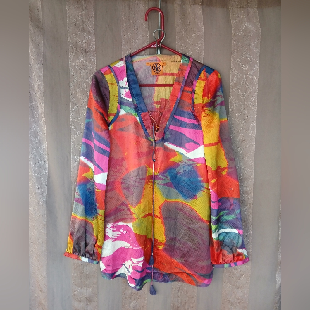 Tory Burch Womens Top Silk Tunic 0215